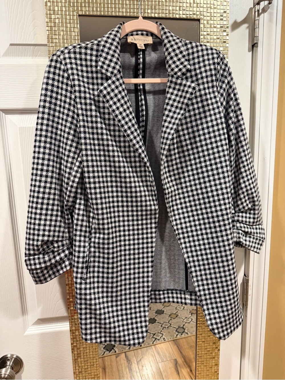 Philosophy Black & White Houndstooth Blazer Jacket